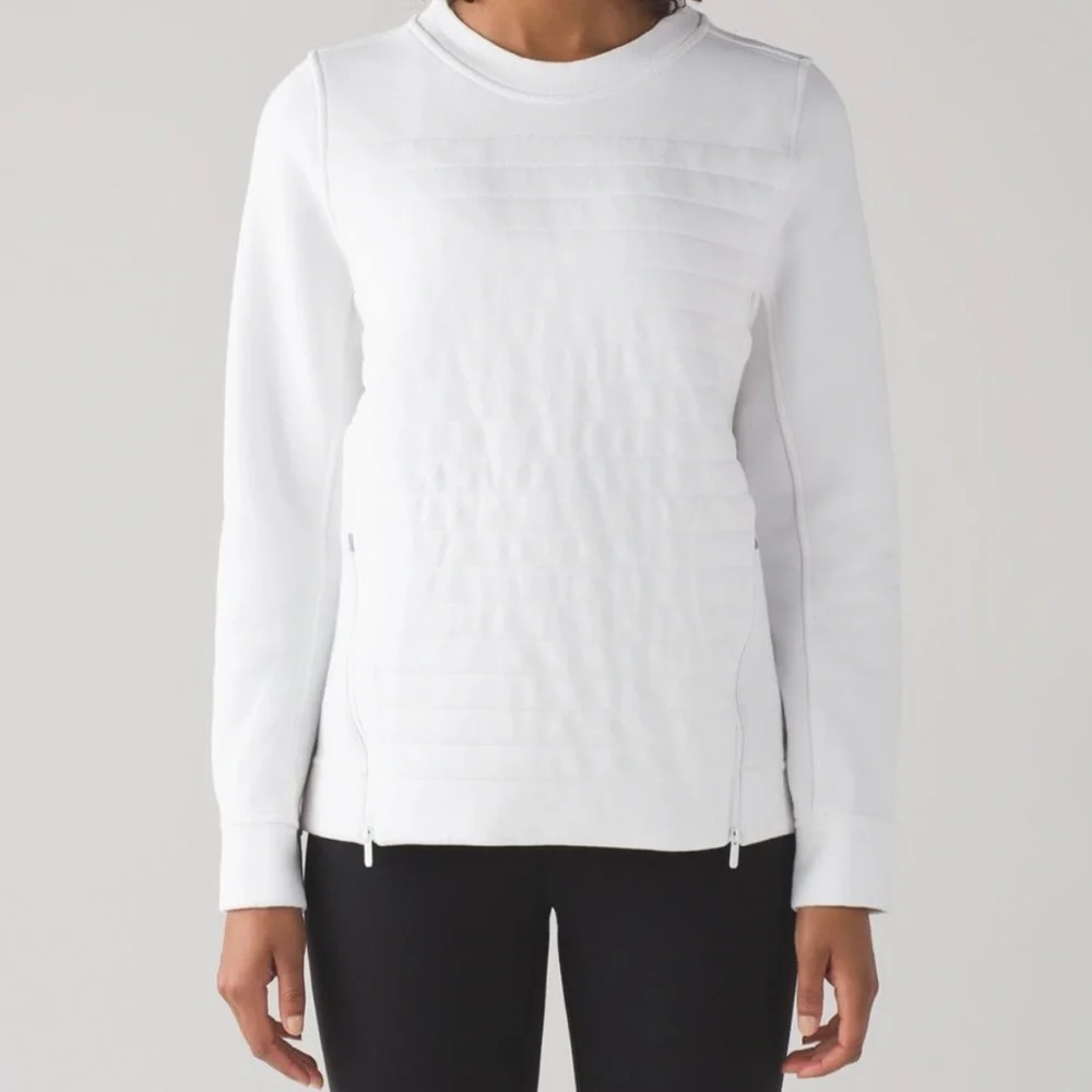 Lululemon Be True Crew Fleece Quilted Sweater White